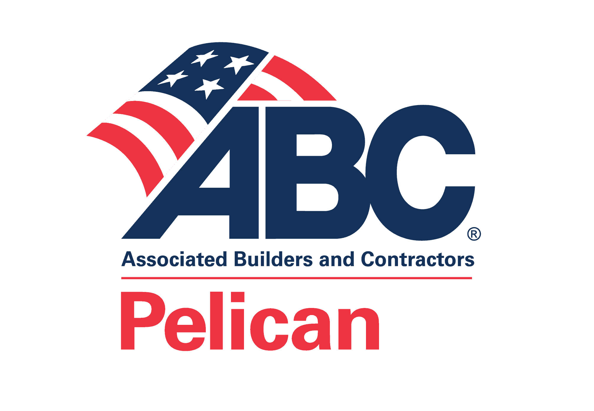 ABC logo with stylized US flag, "Associated Builders and Contractors Pelican" below; highlights industrial reliability support.